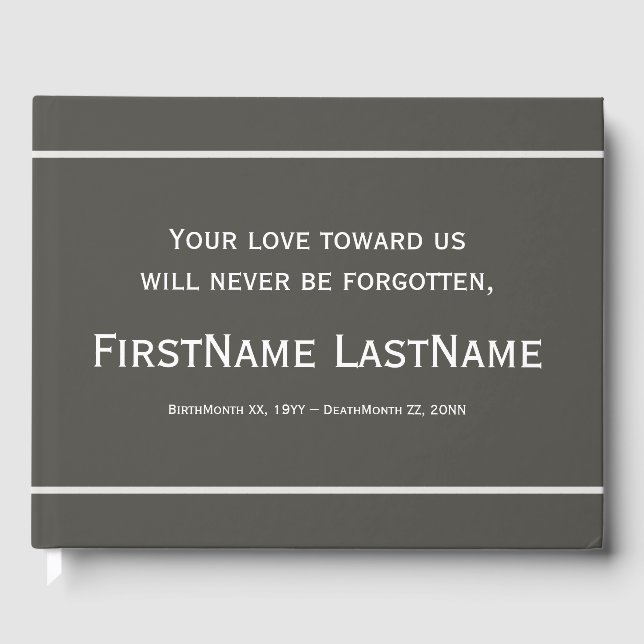 Livre d'or sur les funérailles subdues et conserva (Recto)