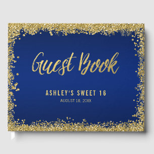 Livre D'or Sweet 16 Blue Gold Parties scintillant Anniversair