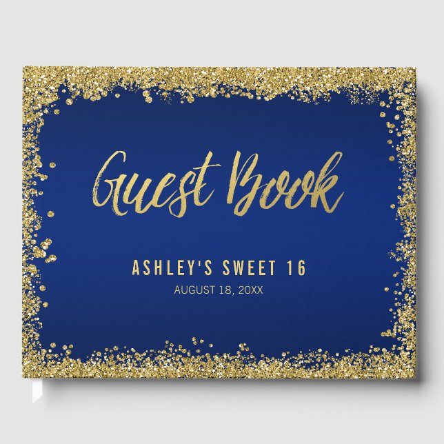 Livre D'or Sweet 16 Blue Gold Parties scintillant Anniversair (Recto)