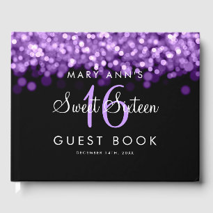 Livre D'or Sweet 16 Guestbook Party Chimant lumières violette