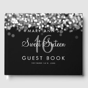 Livre D'or Sweet 16 Guestbook Party Shimmering Silver Lumière