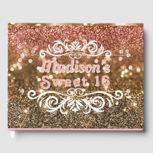 Livre D'or Sweet 16 Parties scintillant or rose Bokeh personn