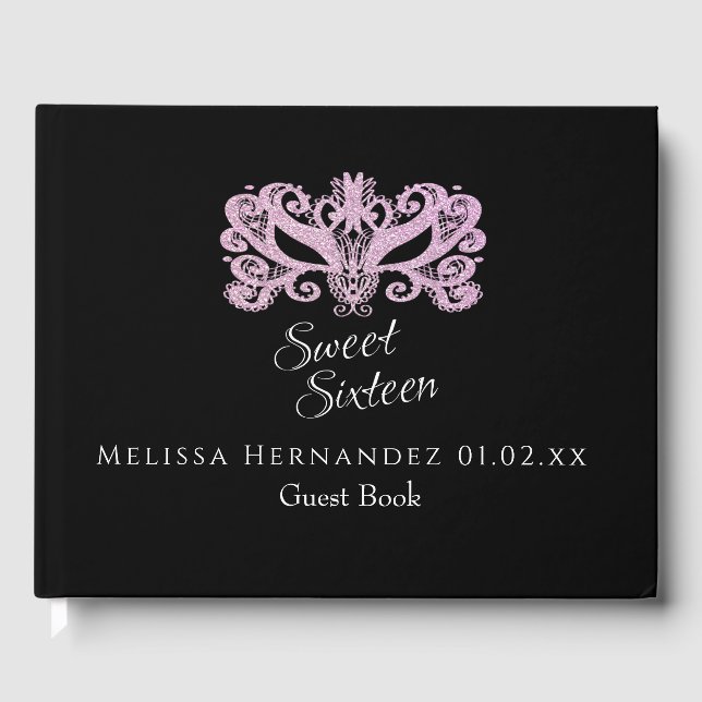 Livre D'or Sweet 16 Parties scintillant Pink Masquerade Party (Recto)