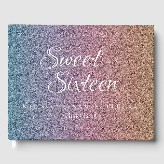 Livre D'or Sweet 16 Rainbow Parties scintillant Script Prince (Recto)