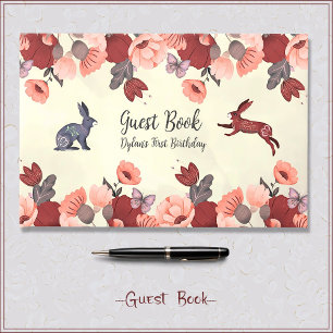 Livre D'or Sweet Boho Folk Art Rabbit Hygge Floral