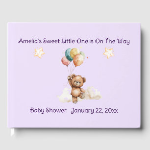 Livre D'or Sweet Little One sur le chemin Baby shower Lavende