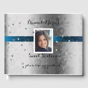 Livre D'or Sweet Sixteen, Photo, Satin Sarcelle, Étincelle, P