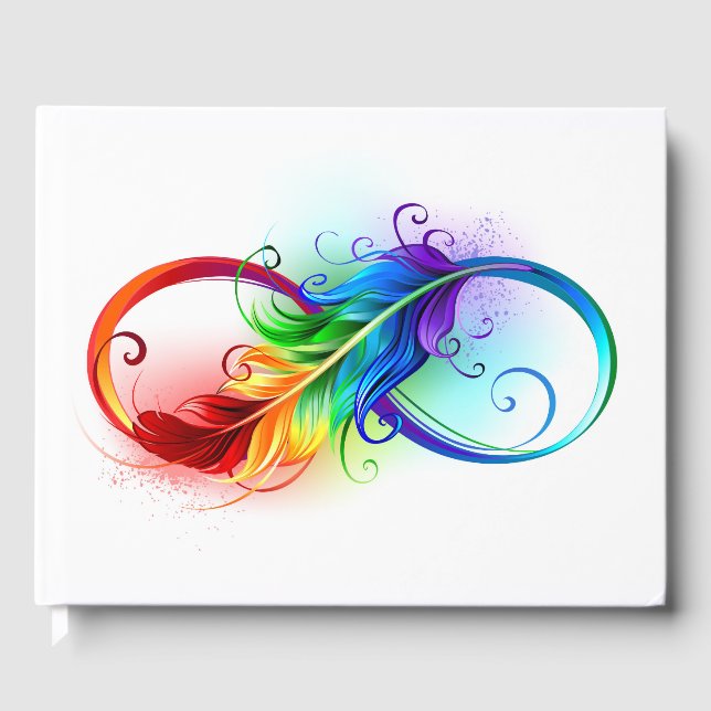 Livre D'or Symbole d'infini avec plume arc-en-ciel (Recto)