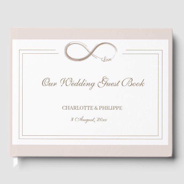 Livre D'or Symbole d'infini Blanc Blush rose élégant mariage (Recto)