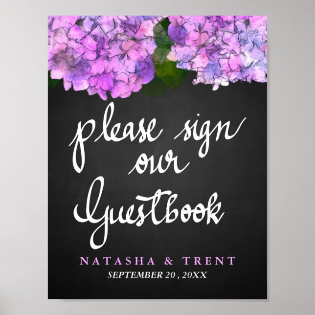 Livre d'or tableau de mariage Hydrangea Floral (Devant)
