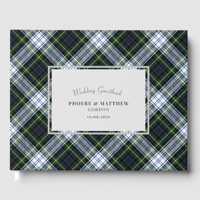 Livre D'or Tartan Clan Gordon Green White À damiers Mariage (Recto)