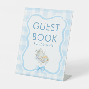 Livre d'or Tea Party Signe de table Bleu pour Baby