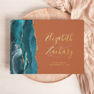 Livre D'or Teal Or Agate Orange Brûlé Script