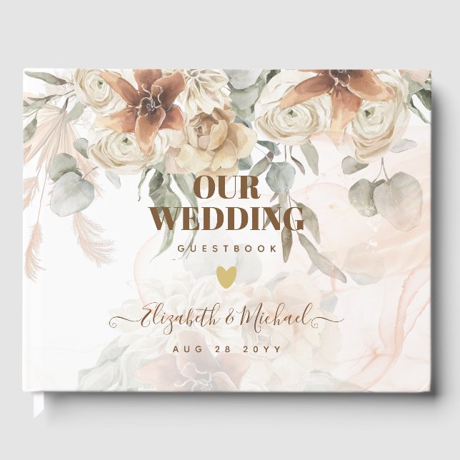 Livre D'or Terracotta Pampas Grass BOHO Mariage (Recto)