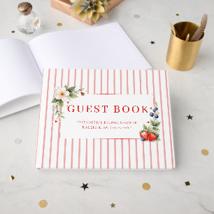 Livre D'or Thème Sucré aux Fraises Rayures de Fraisier pour
