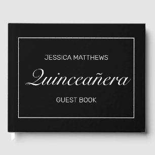 Livre D'or Tiara Moderne Minimaliste Noir Quinceañera Anniver
