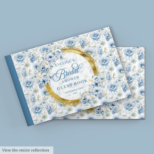 Livre D'or Timeless Boho Bleu Pâle Or Fleurs Robe de Mariée S