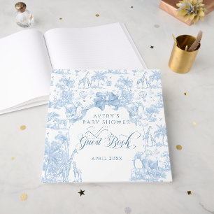 Livre D'or TOILE Bleu Safari animal bébé garçon douche