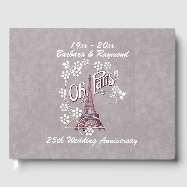 Livre D'or Tour Eiffel Anniversaire Paris Marguerites Blanche (Recto)