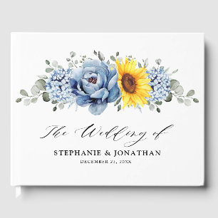 Livre D'or Tournesol Dusty Blue Slate Peony Mariage floral