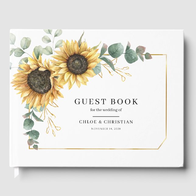 Livre D'or Tournesol Eucalyptus Floral Mariage Botanique (Recto)