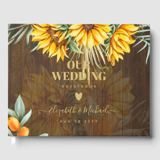 Livre D'or Tournesol Rustique Personnalisé Pampas Mariage en 