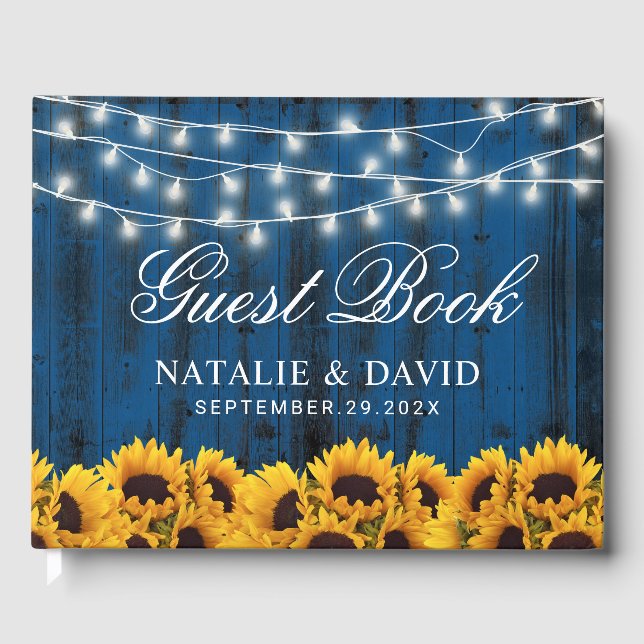 Livre D'or Tournesols rustiques Pays Marine Mariage de grange (Recto)