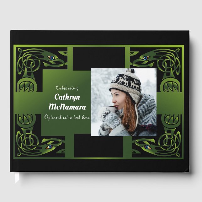 Livre D'or Traditional Green Irish Celtic Design (Recto)