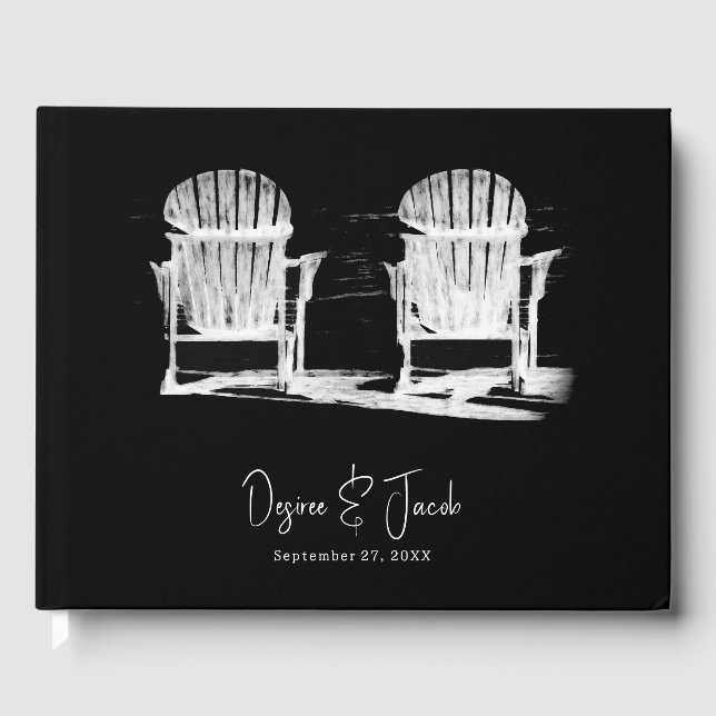 Livre D'or Transats Mariage Noir Et Blanc (Recto)