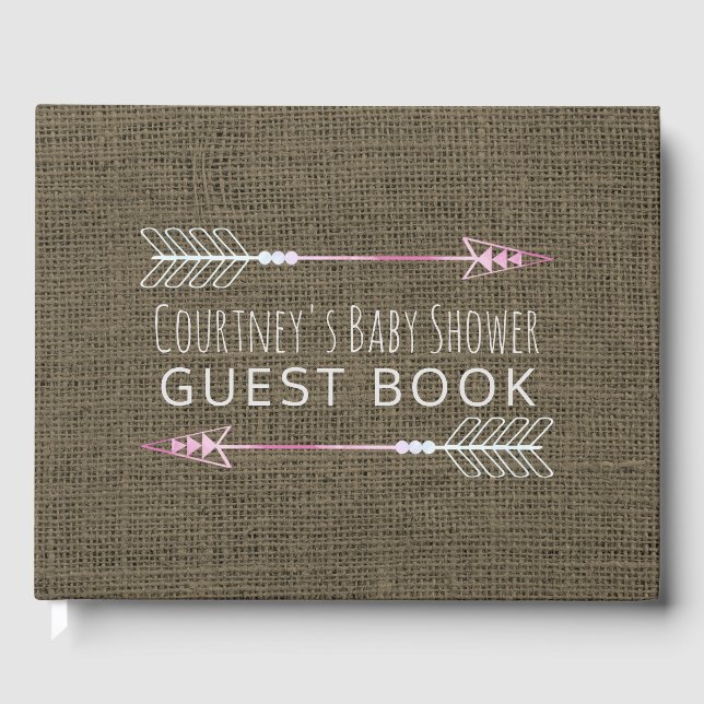 Livre D'or Tribal Arrow Baby Girl Burlap Baby shower (Recto)