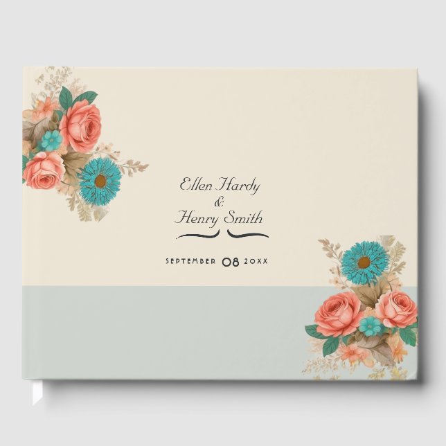 Livre D'or Tropical Blues & Greens Eco-Friendly Beach Wedding (Recto)