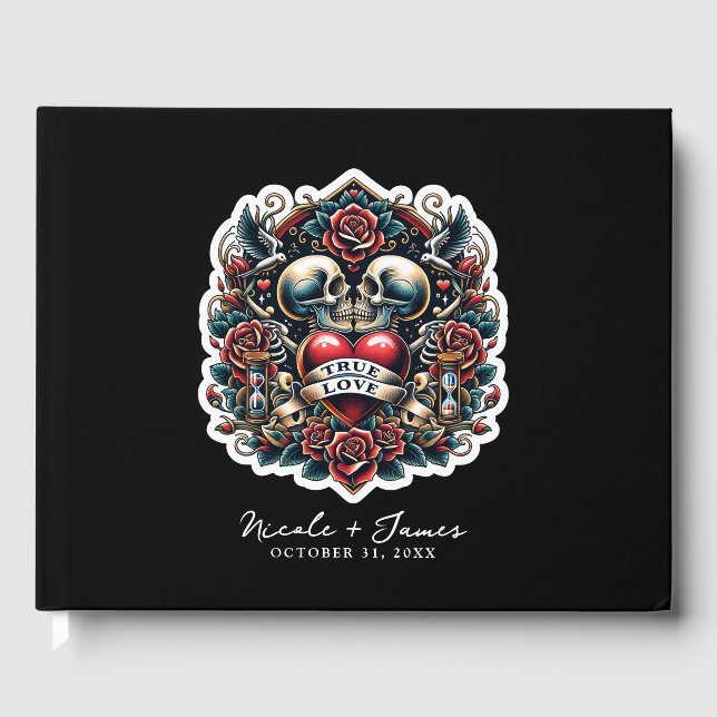 Livre D'or True Love Skeleton Heart Tattoo Mariage (Recto)