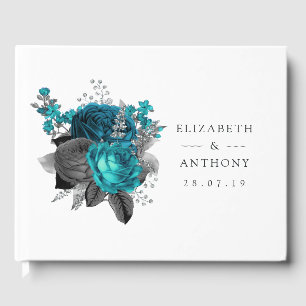 Livre D'or Turquoise - Turquoise Black and Silver Floral Mari