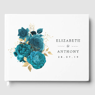 Livre D'or Turquoise - Turquoise et or Mariage Floral