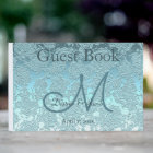 Turquoise Vert Élégant Mariage Réception Monogramm