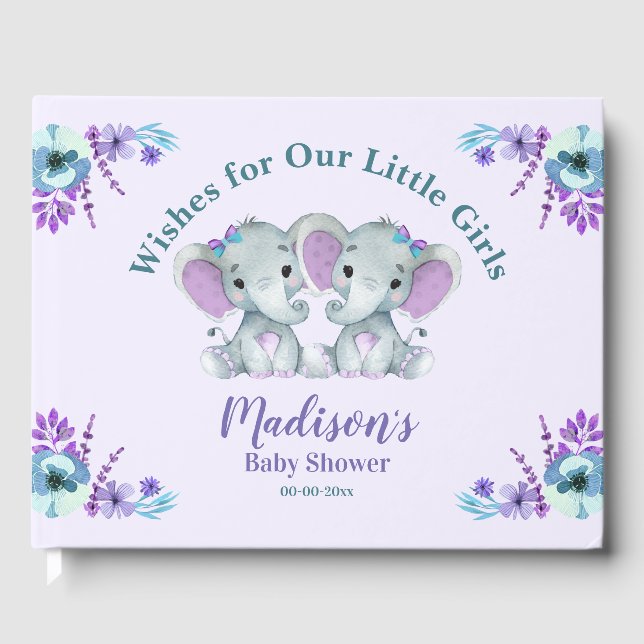 Livre D'or Twin Girl Baby shower Invité Réservations pour béb (Recto)