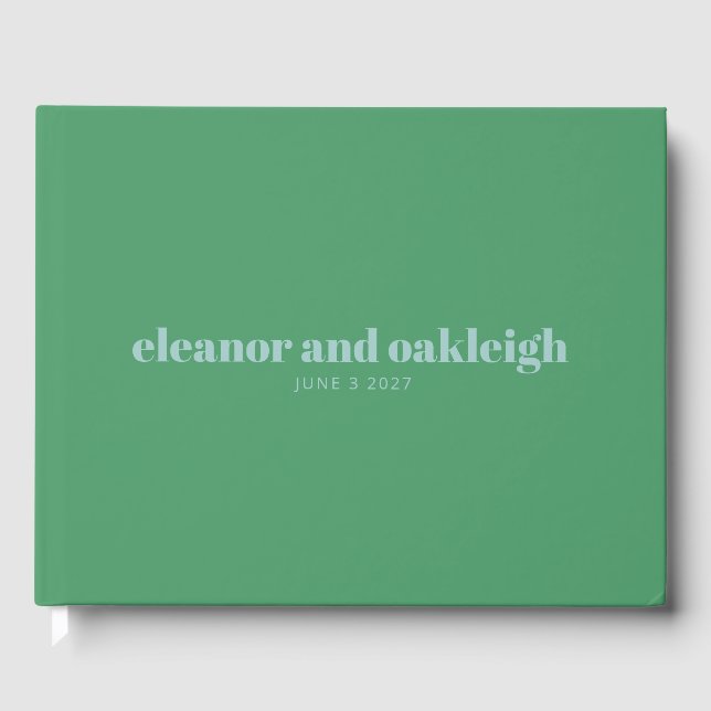 Livre D'or Typographie audacieuse Bright Green Blue Mariage m (Recto)
