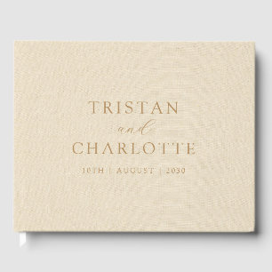 Livre D'or Typographie d'or personnalisée Crème Faux Linen