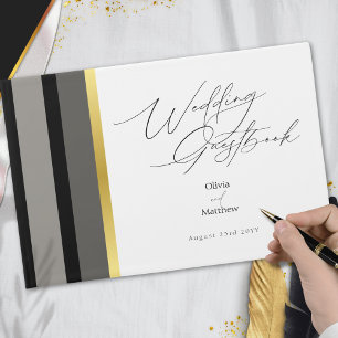 Livre D'or Typographie élégante Noir Blanc Or Mariage
