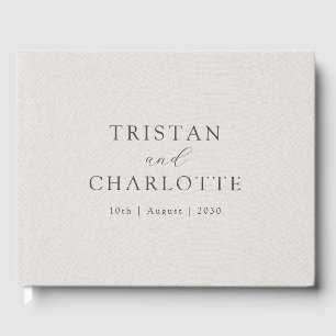 Livre D'or Typographie élégante personnalisée lin blanc faux