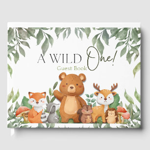 Livre D'or Un Baby shower sauvage ONE Green Bois Animaux