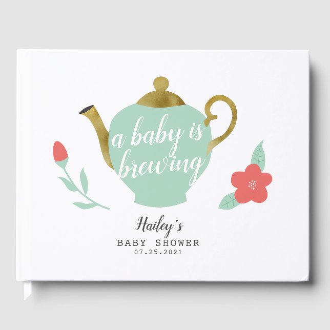 Livre D'or Un Bébé brasse le Baby shower Gold Tea Party (Recto)
