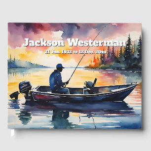 Livre D'or Un homme dans un bateau de pêche sur Lake Memorial