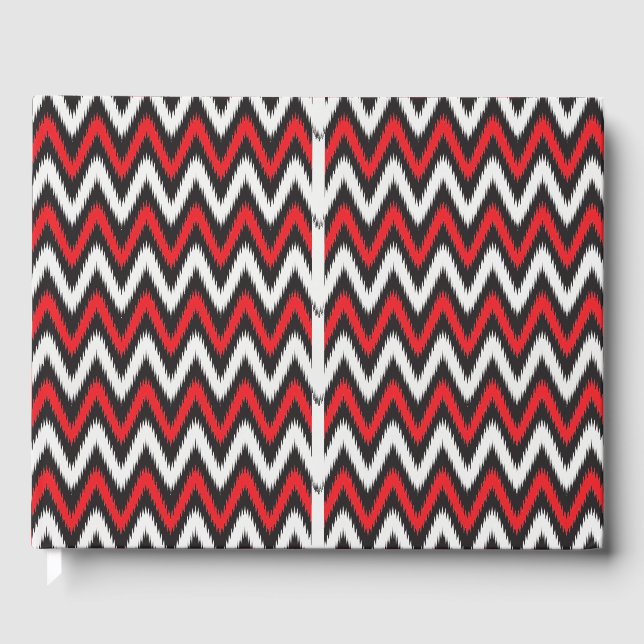 Livre D'or un motif en zigzag rouge et noir sur fond blanc (Recto)