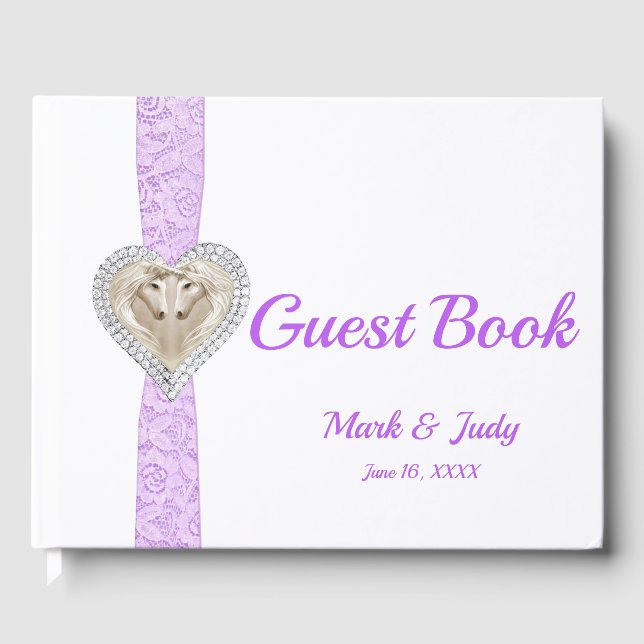 Livre d'or Unicorn Purple Lace Ribbon Mariage (Recto)
