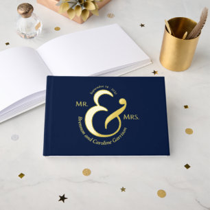 Livre D'or Unique Stylish Bride Groom Noms Gold Calligraphie