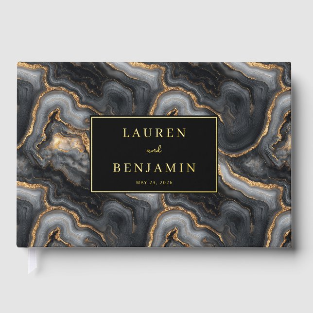Livre D'or Vagues noires et dorées élégantes (Recto)