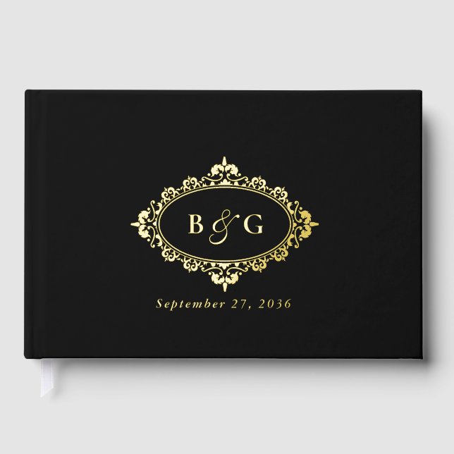 Livre D'or Véritable couronne d'or noir Elégant Mariage d'or  (Recto)