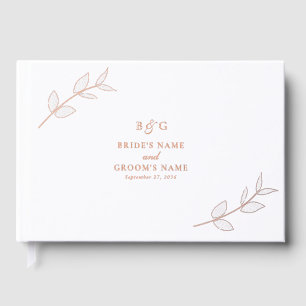 Livre D'or Véritable feuille d'or rose Monogramme Mariage