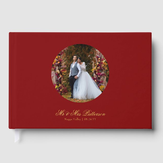 Livre D'or Véritable Foil Photo Simple Personnalisé Mariage r (Recto)